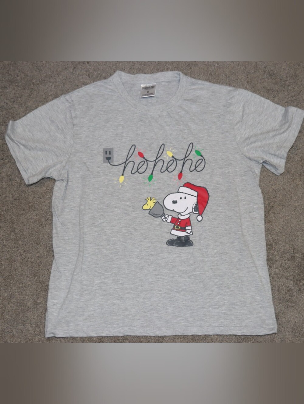 Gray Holiday Snoopy Ho Ho Ho Graphic T-Shirt Mens M/M